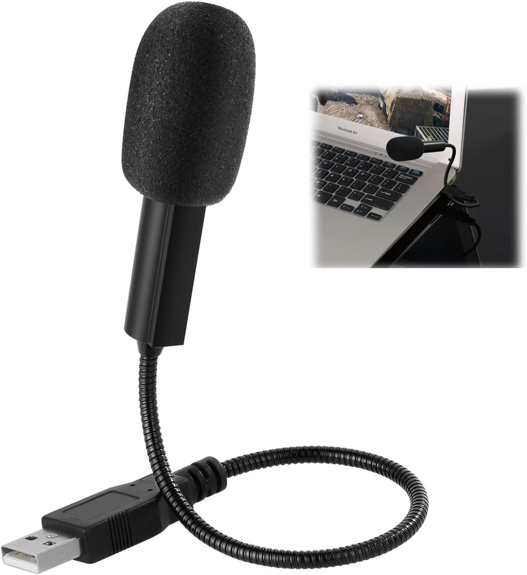 USB-Mikrofon für PC, Laptop, flexibel, verstellbar um 360 °, für Online-Meetings, Lernen, Spiele, ko