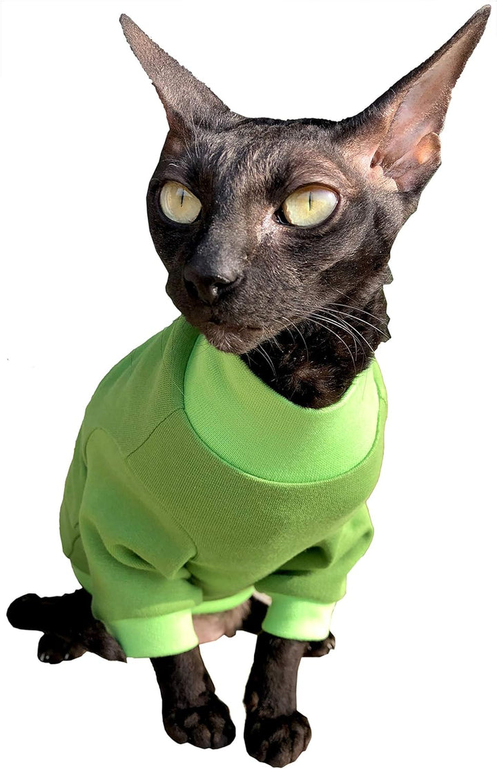 Kotomoda Katzen Kleidung Baumwollpullover Lime. (XS), XS