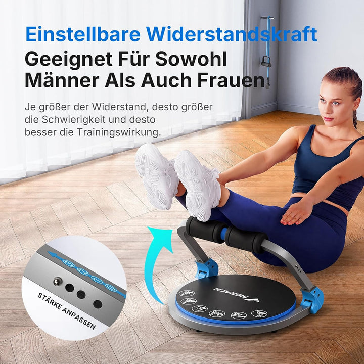MERACH Bauchtrainer für Zuhause, Core Ab Machine mit Rückstossfeder-System Blau, Blau