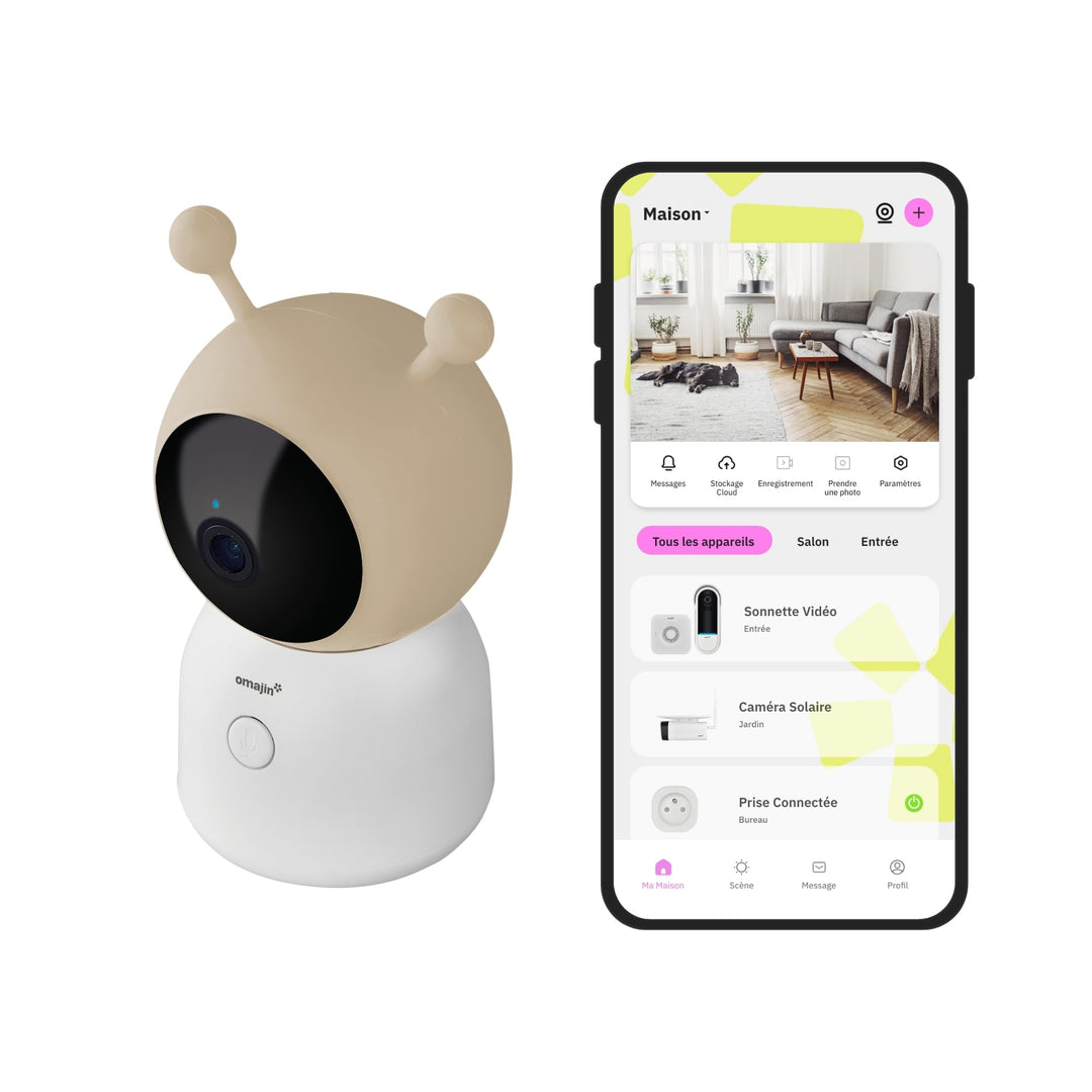 OMAJIN by Netatmo, Smarte Babyphone-Kamera, 2K HD, Nachtsicht, Info bei Weinen, bidirektionales Audi