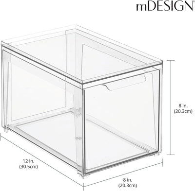mDesign Aufbewahrungsbox mit Schublade – flache Schubladenbox aus Kunststoff zur Schuhaufbewahrung –