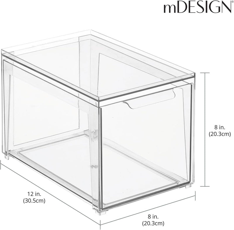 mDesign Aufbewahrungsbox mit Schublade – flache Schubladenbox aus Kunststoff zur Schuhaufbewahrung –