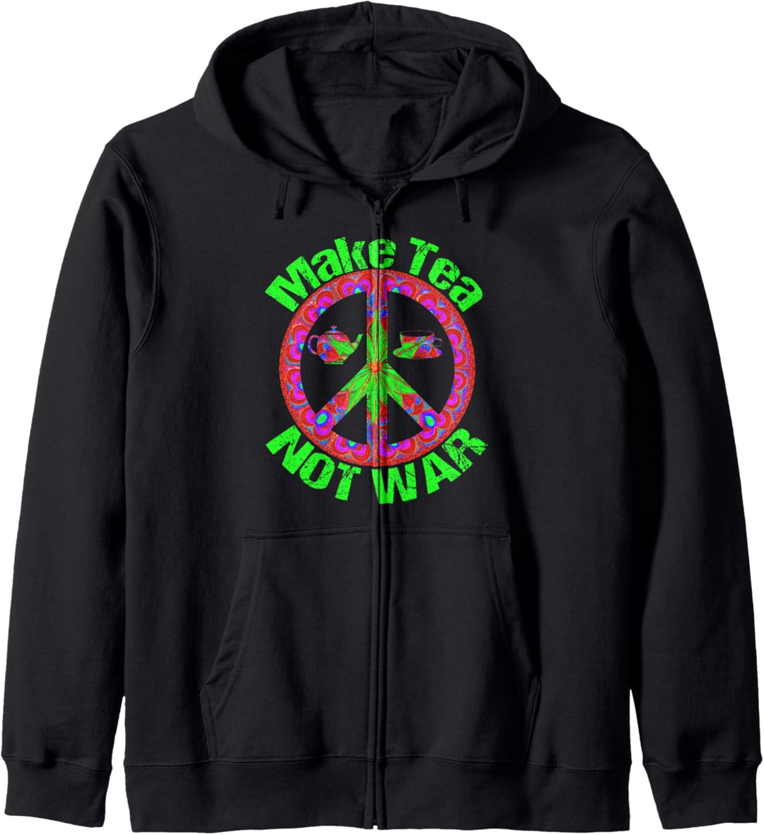 Make Tea Not War Psychedelic Art Hippy Teekanne Kapuzenjacke