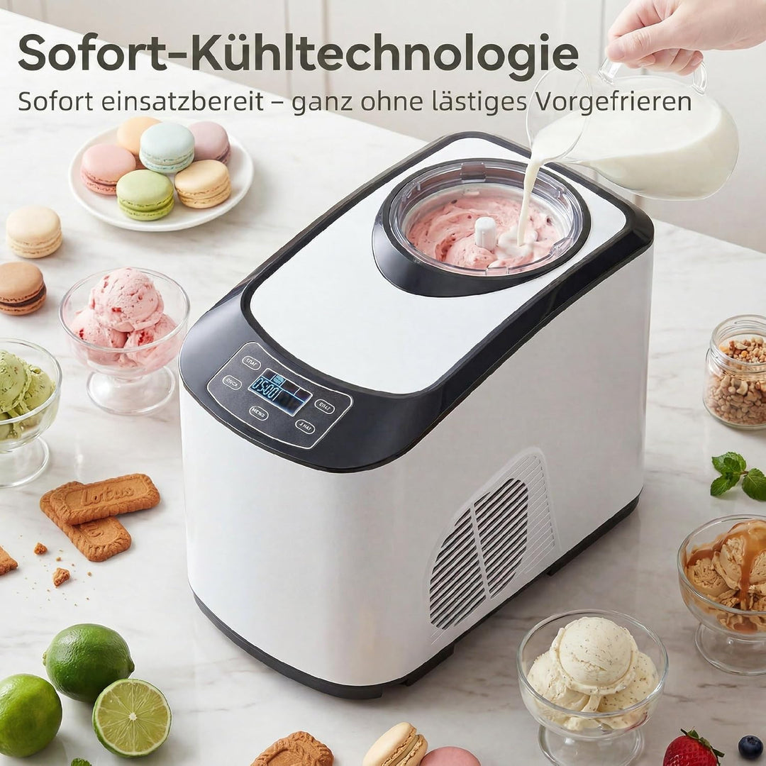 HOMCOM Eismaschine 1,5L Eiscrememaschine Speiseeisbereiter Frozen Eisbereiter Speiseeismaschine mit