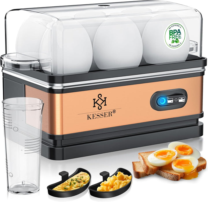 KESSER® Eierkocher für 1 bis 6 Eier elektrisch aus Edelstahl 400W & Warmhaltefunktion | Kipp-Funktio