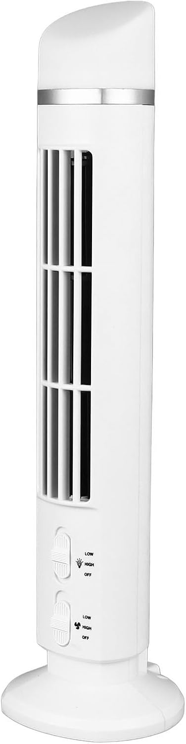 Zerodis Turmventilator ohne Flügel, 90 Grad Oszillierend, Leise, Tragbarer USB-Tischventilator, Turm