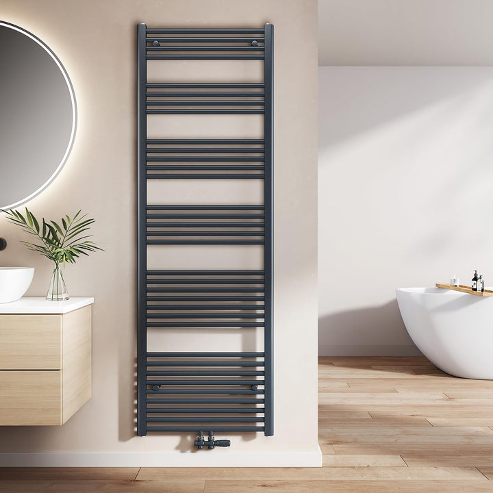 EMKE Badheizkörper Gerade 1800x600 mm - Handtuchheizkörper mit Mittelanschluss, Effizienter Handtuch