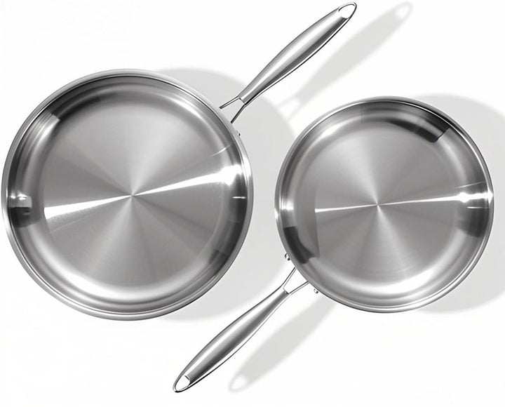 DELARLOCHEF Dreilagige Edelstahl Bratpfanne 24cm,28cm,Edelstahlpfanne Unbeschichtet,Induktions Pfann