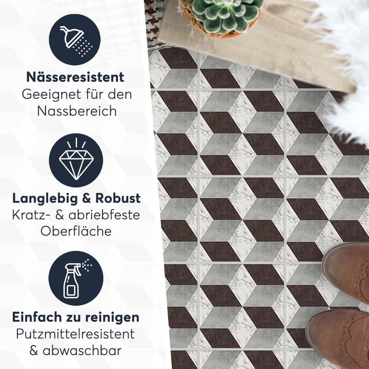 Selbstklebende - [ Bodenfliese - Fliesen für Boden ] - Aufkleber Folie Sticker für Boden-Fliesen - K