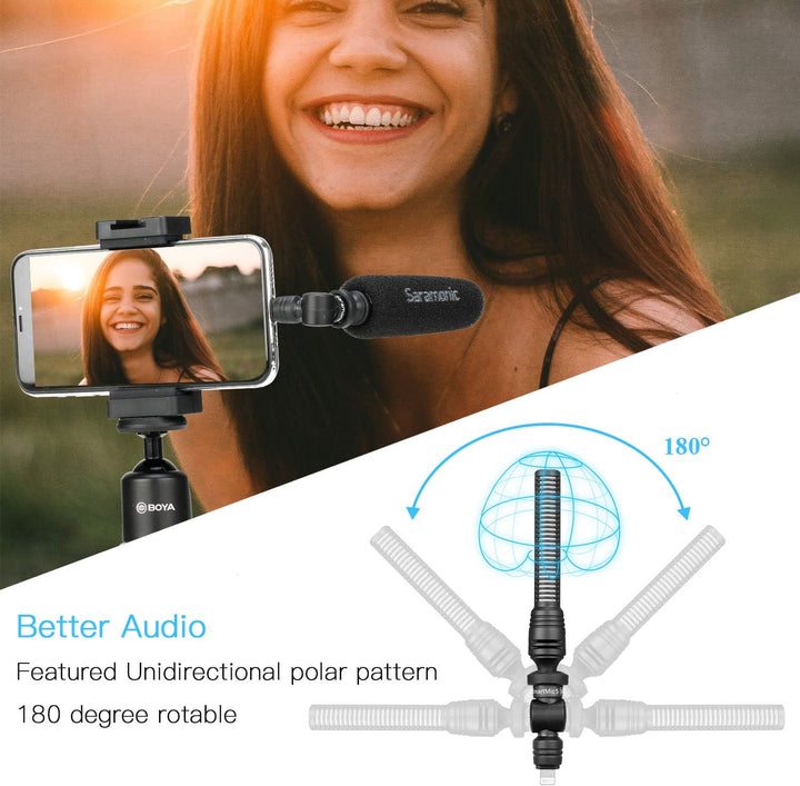 Saramonic Unidirectional Plug Play iPhone Microphone, Kompaktes Richtmikrofon für iOS-Geräte Vlog, P