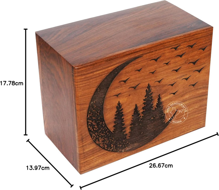 Rosewood Top Gravierte Holzurne für menschliche Asche Erwachsene – handgefertigte Beerdigung Gedenk-