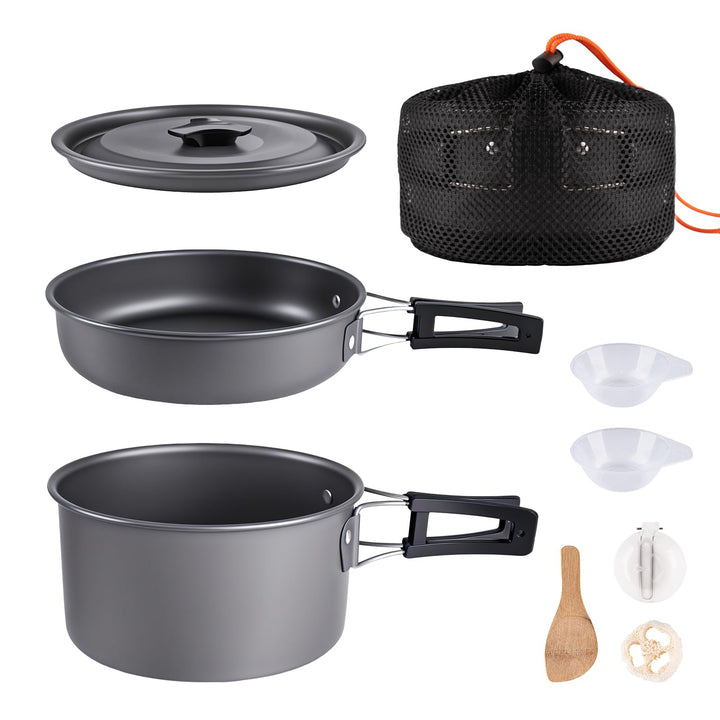 aiGear Camping Kochgeschirr Set/Outdoor Geschirr Set | Camping Topf Kochtopf Tragbar Aluminium | mit