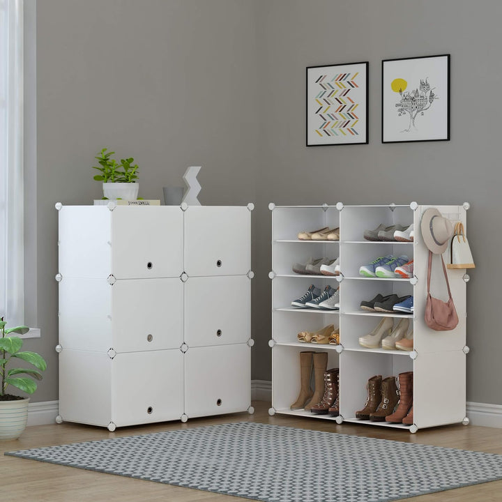 HOMIDEC Schuhregal, 5-stufiger Schuhschrank Kunststoff-Schuhregale Organizer für Schrank Flur Schlaf