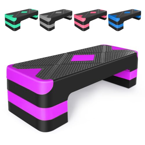 Fitness Aerobic Step mit 3 Höhenstufen, Anti-Rutsch-Oberfläche, 68,5 x 27,94 cm, bis 250 kg belastba