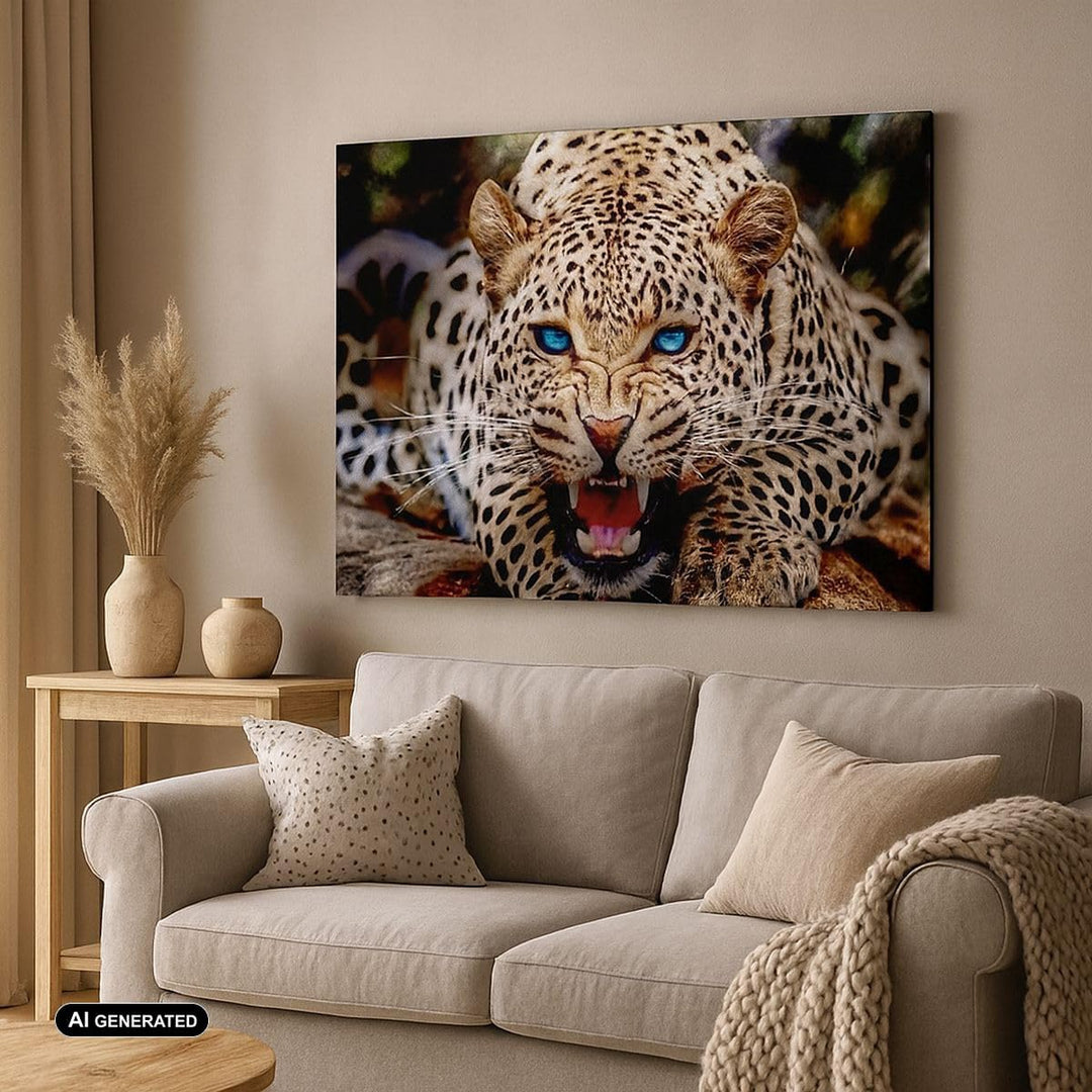 ARTTOR Bilder auf Leinwand Panther Tier Leinwandbild mit Rahmen 70x50cm Wandbilder Dekoration Wohnzi