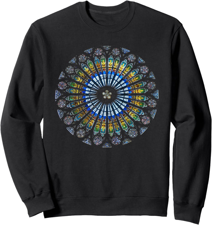 Strassburger Münster Frankreich Mandala Buntglasfensterkunst Sweatshirt