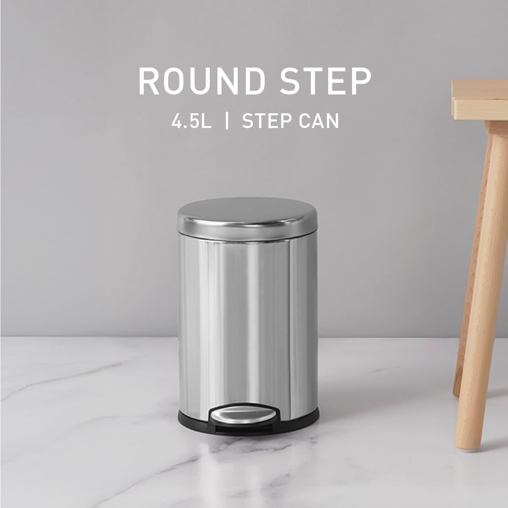 simplehuman CW1852CB 4,5 Liter, runder Treteimer, kleiner Mülleimer Bad Badezimmer Büro Schlafzimmer