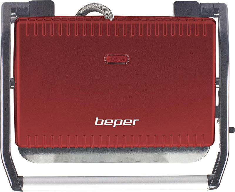 BEPER P101TOS002 Toaster Sandwichmaker, 850W, Antihaftplatte, Wärmeisolierender Griff, Rot