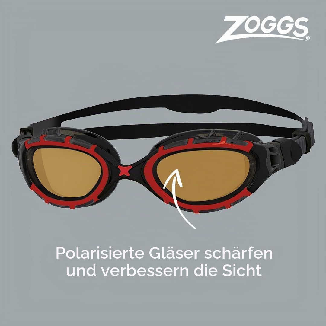 Zoggs Predator Flex Polarized Ultra-Smaller Fit Schwimmbrillen S Red / Black / Copper Polarized, S R