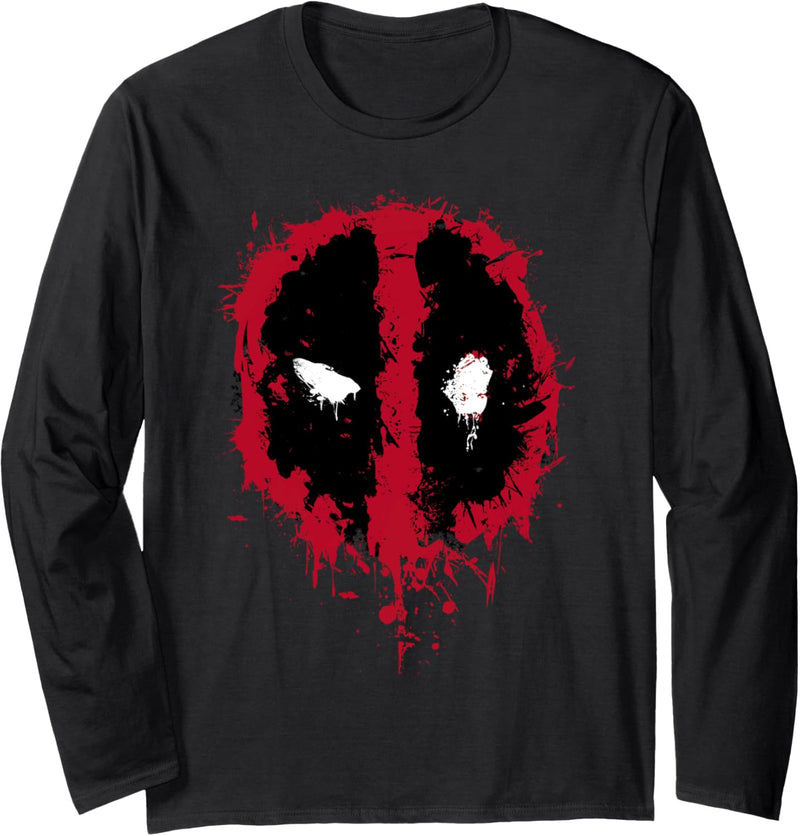 Marvel Deadpool Paint Splatter Logo Langarmshirt