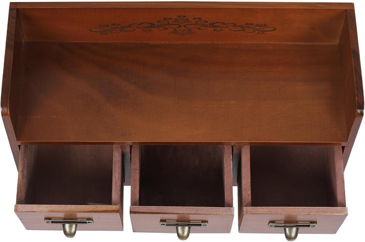 Schreibtisch Organizer, Vintage Schreibtisch Organizer mit 3 Schubladen, Schmuckkasten Schublade Lei