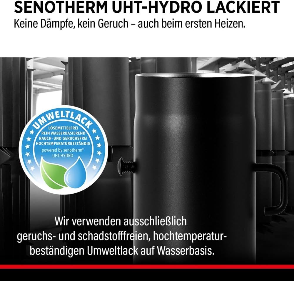 BERTRAMS Ofenrohr 150mm Ø 25 cm mit Drosselklappe Schwarz | Stahlrohr mit 20cm Einbaulänge | Feuerro