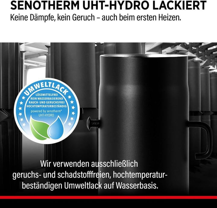 BERTRAMS Ofenrohr 150mm Ø 25 cm mit Drosselklappe Schwarz | Stahlrohr mit 20cm Einbaulänge | Feuerro