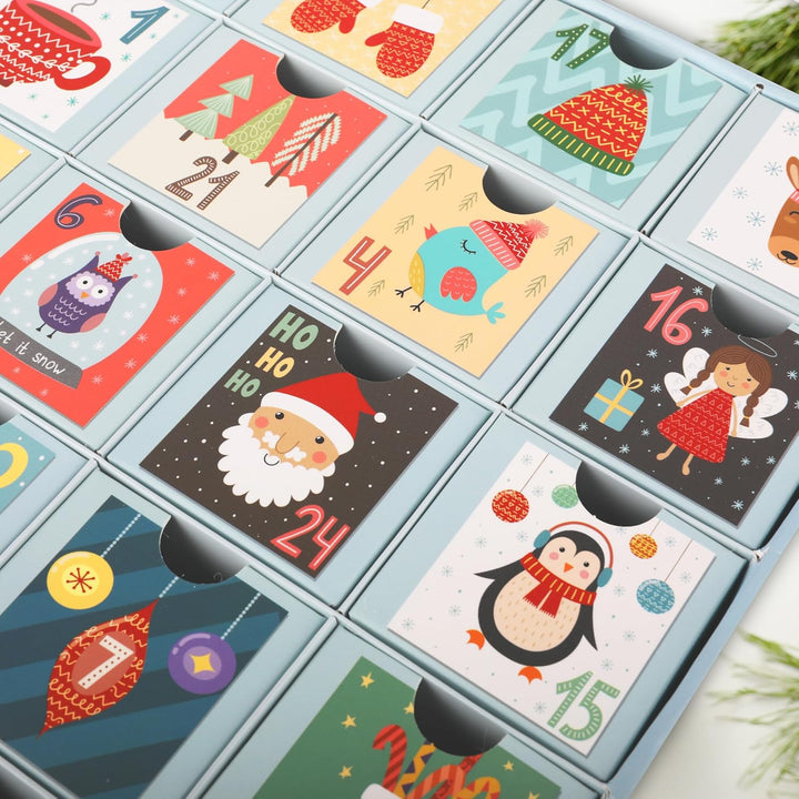 Adventskalender zum Selbst Befüllen – 24 wiederverwendbare Boxen (6x6x6 cm), Kalender DIY, ideal für