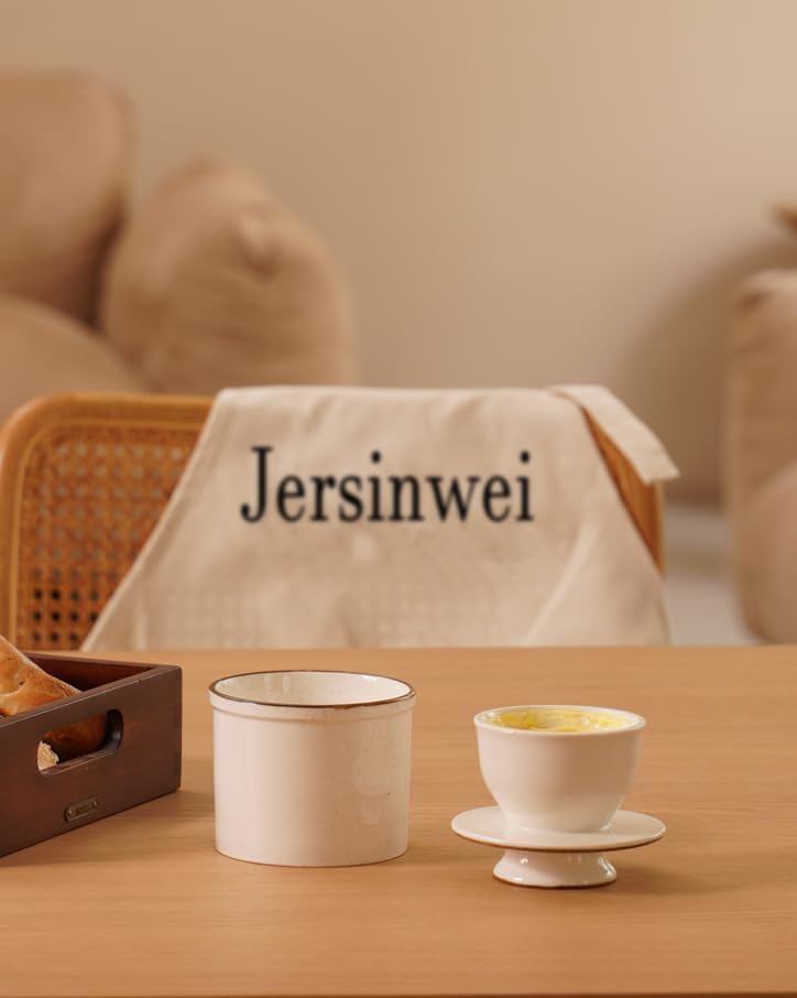 Jersinwei Französische Butterdose Wassergekühlt mit Wasserlinie Keramik Butterglocke für streichfähi