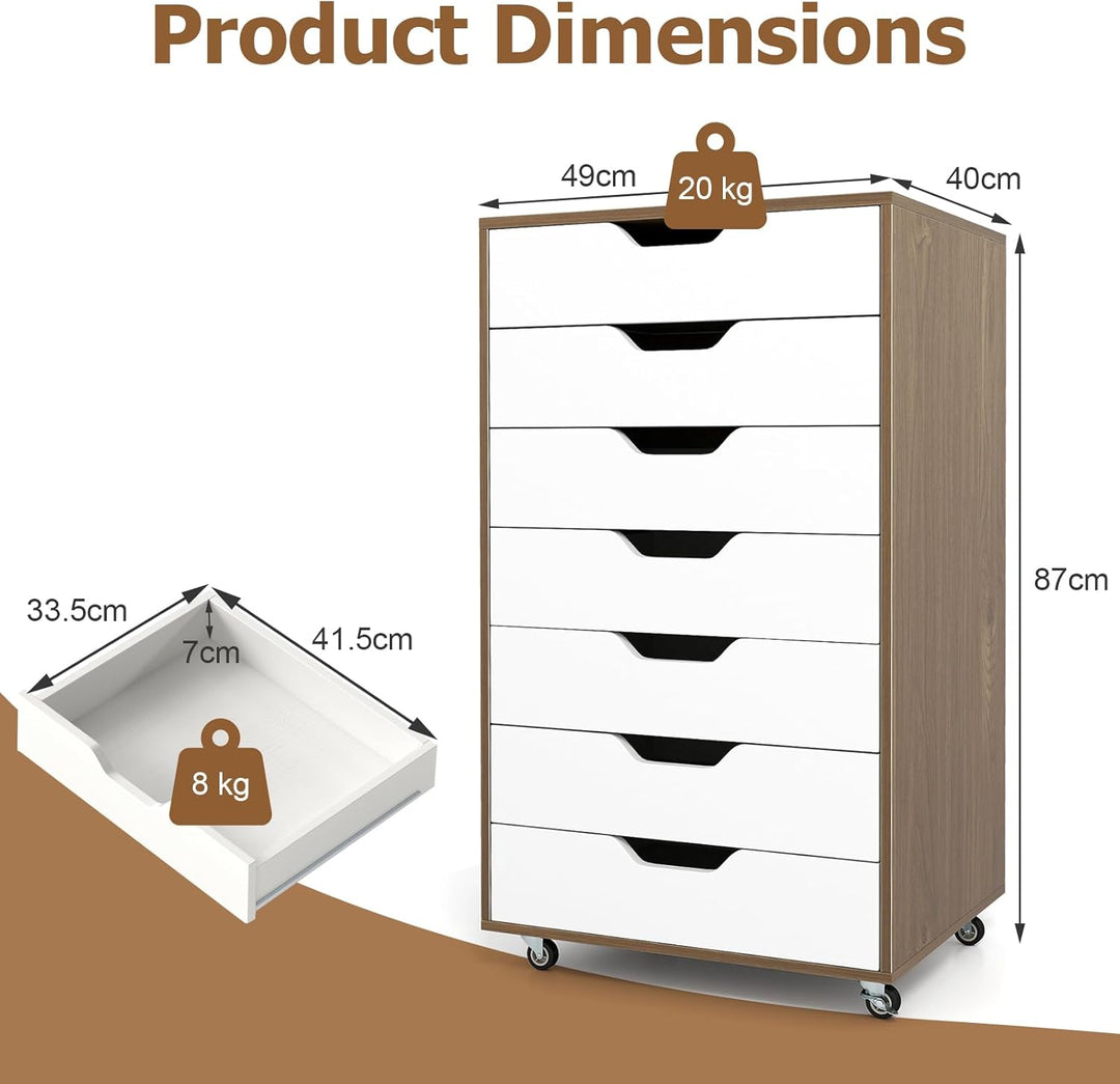 KOMFOTTEU Rollcontainer mit Schubladen, mobiler Aktenschrank Schubladenschrank mit Räder, Bürowagen