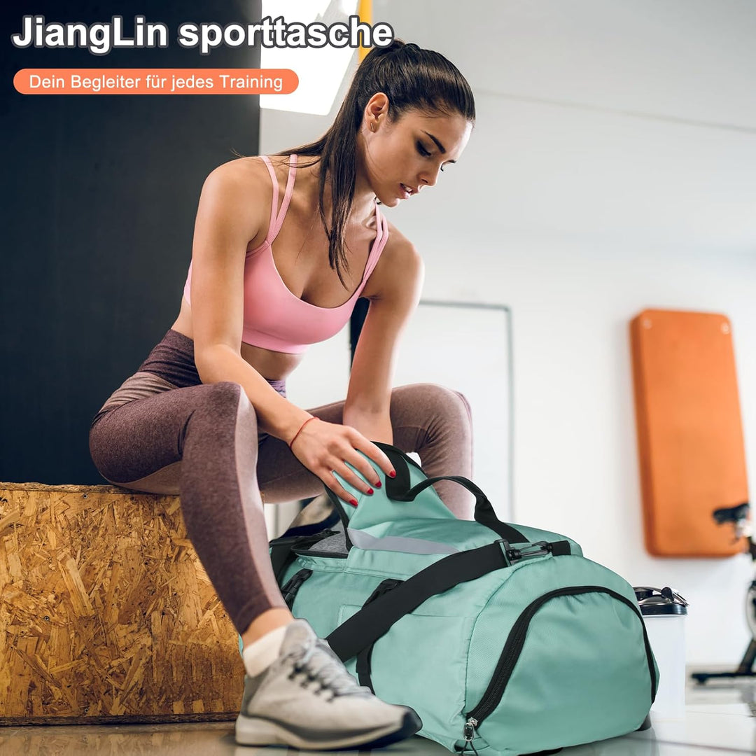 45L Sporttasche Damen Herren, Gross Reisetasche mit Schuhfach und Nassfach Travel Duffle Bag mit Ruc