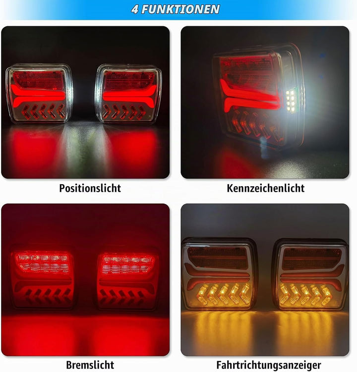 Kabelloss Rückleuchten LED Anhänger mit Magnet, 12V Funk Rücklicht Satz - Wasserdicht, Wiederaufladb