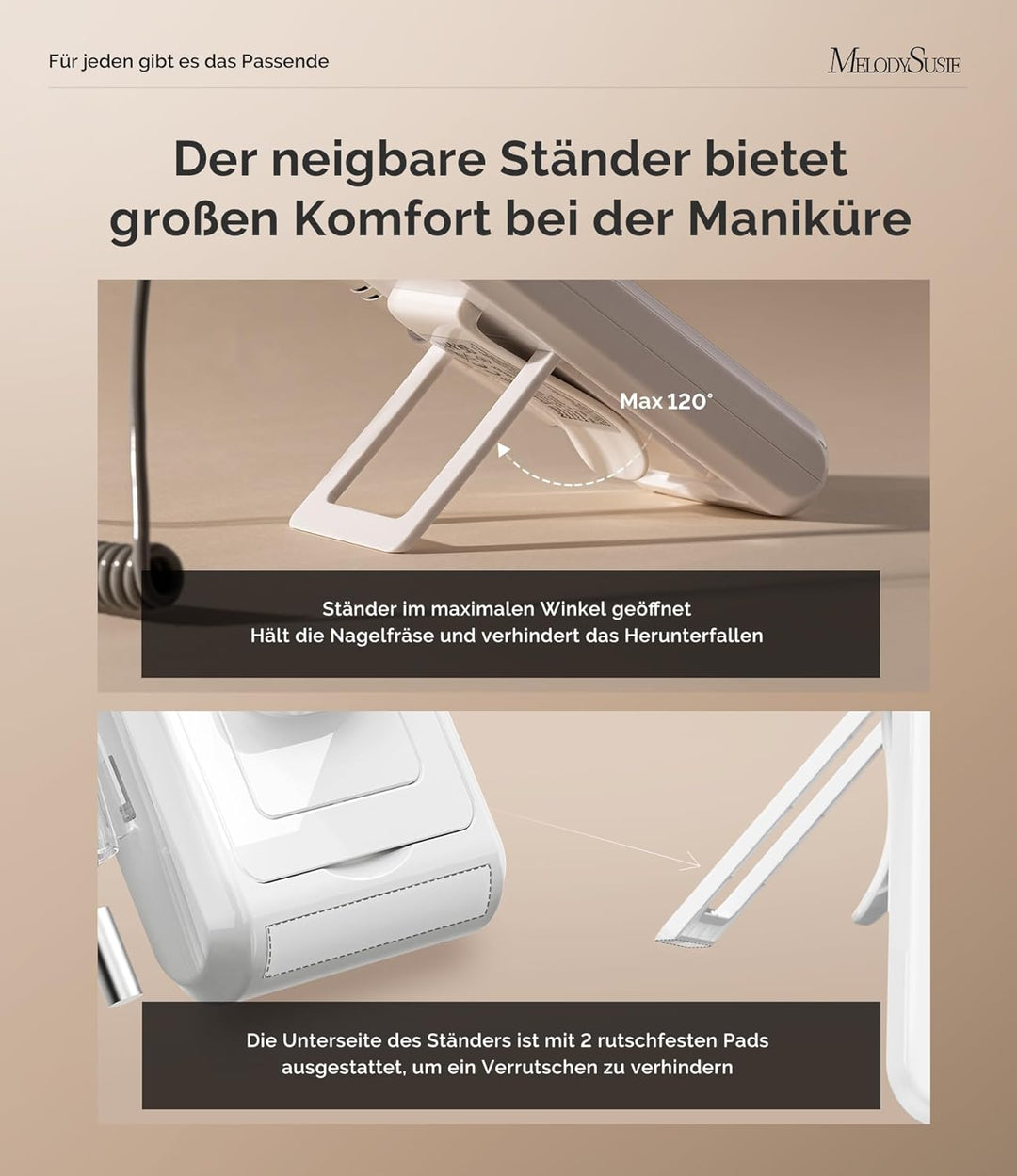 MelodySusie SC330G 2-in-1 Nagelfräser für Clip-on- und Tischgebrauch: Wiederaufladbare Professionell