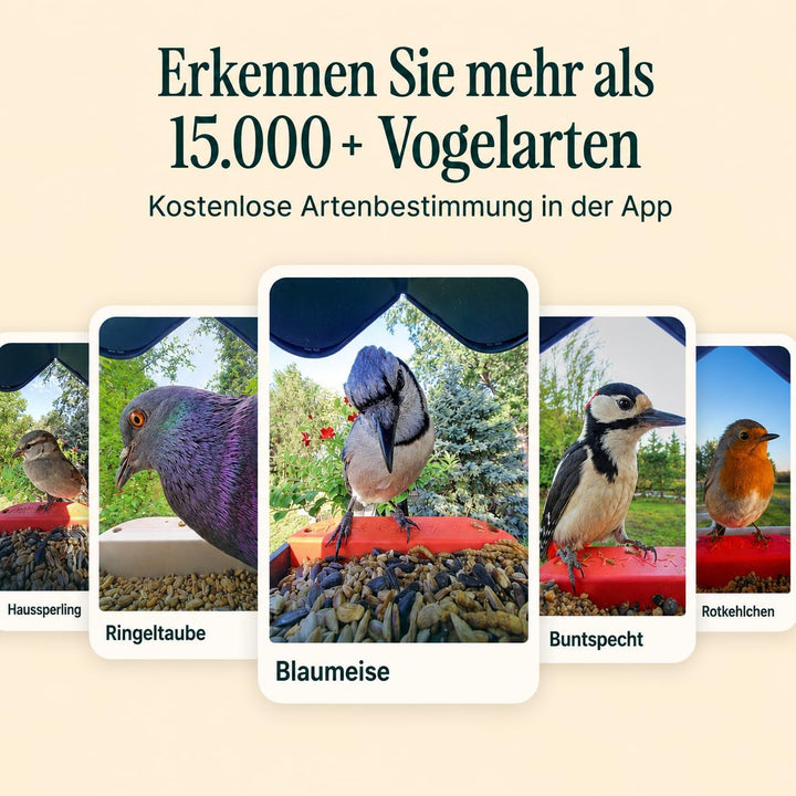 Birdbuddy PRO Solar Smart Bird Feeder mit Kamera – KI-Vogelartenidentifizierung, 5-MP-Fotos, 2K-HD-V