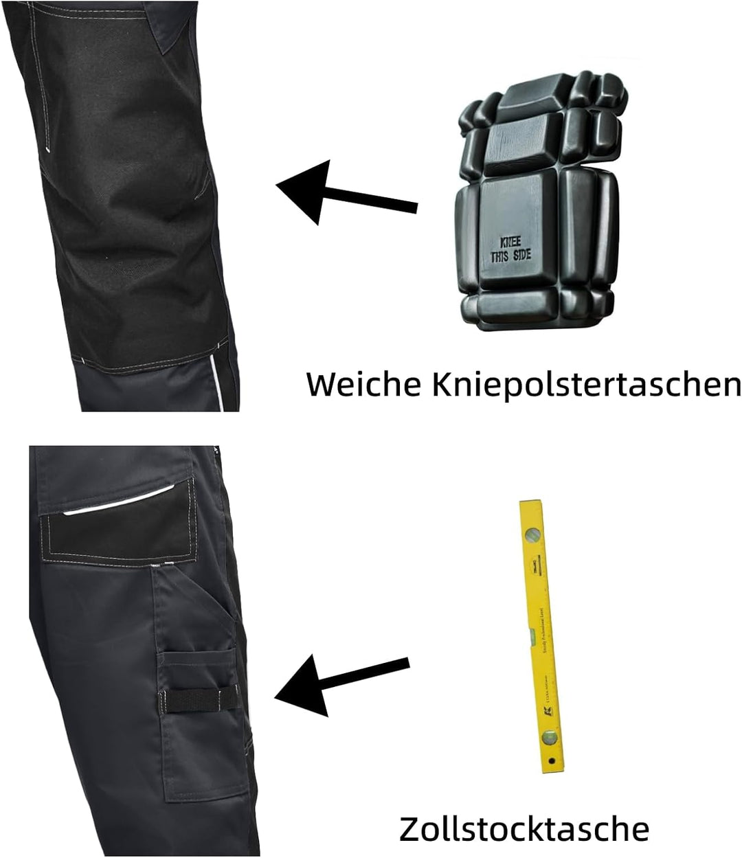 WORK IDEA Herren Stretch-Arbeitshose mit zahlreichen Taschen und Werkzeugtaschen Schwarz 54, Schwarz