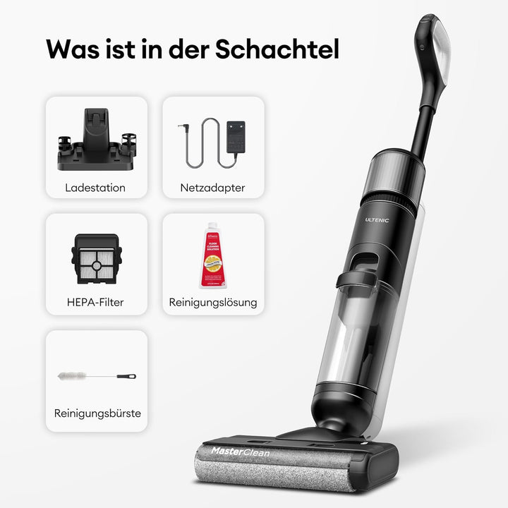 Ultenic Nass Trockensauger akku, Saugwischer Kabellos, 50 Minuten Laufzeit, Selbstreinigungsfunktion