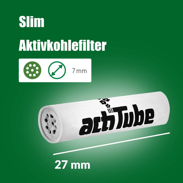 actiTube kogu Set Slim Aktivkohlefilter, 7,1 mm, 300 Stück, 6 Packungen mit je 50 Filtertips - inkl.