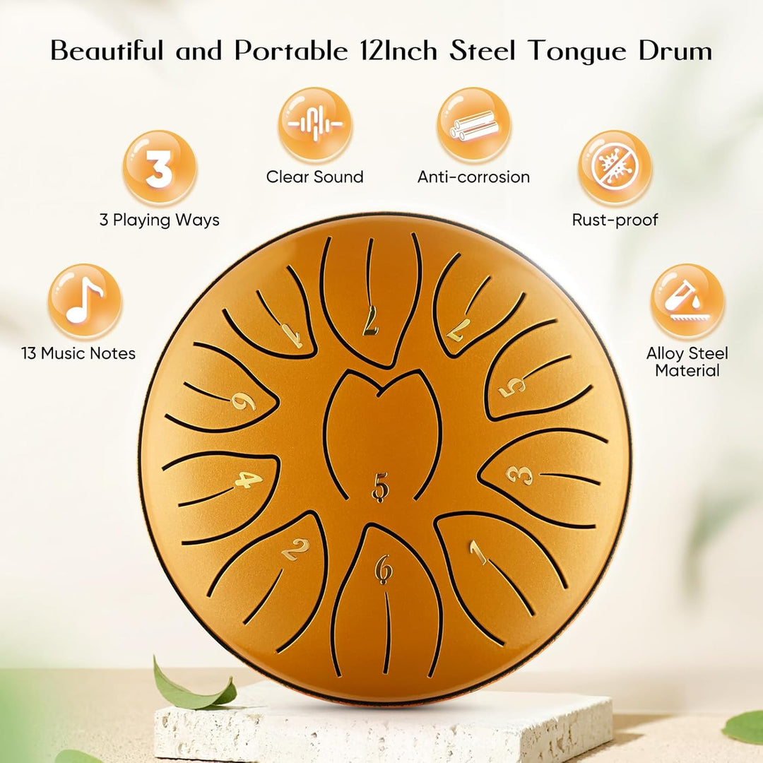 Zungentrommel, Sunowl 6 Zoll 11 Tones Steel Tongue Drum Satz, Stahlzungentrommel für Anfänger Kinder