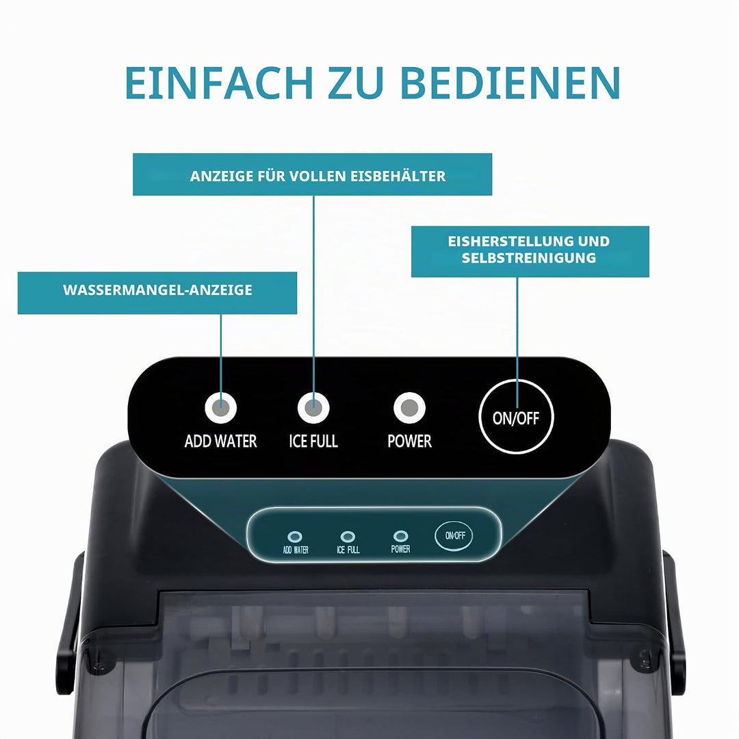 EUHOMY Eiswürfelmaschine 12 kg/24 h, 9 Würfel in 6 Minuten, selbstreinigende Eismaschine, mit Griff,