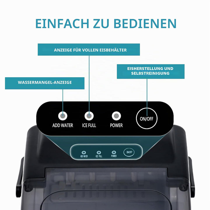 EUHOMY Eiswürfelmaschine 12 kg/24 h, 9 Würfel in 6 Minuten, selbstreinigende Eismaschine, mit Griff,