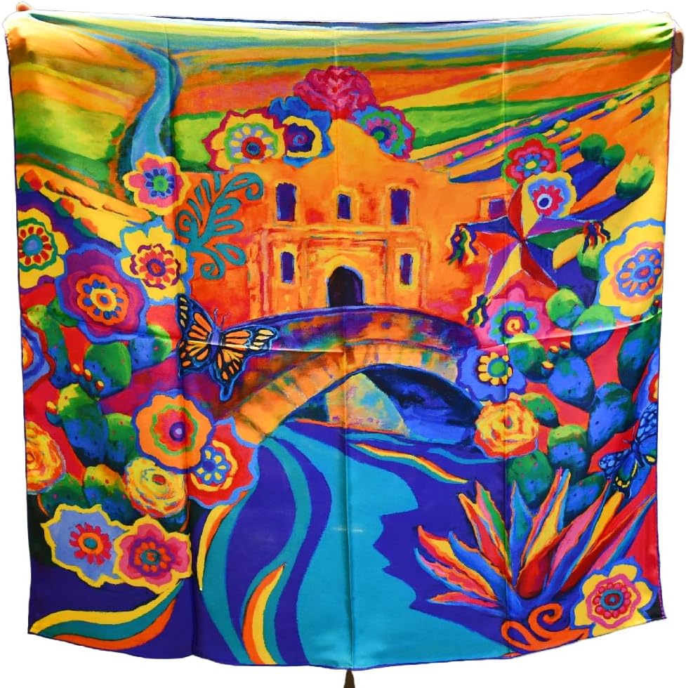 Prettystern Handrouliertes 100% Seide Malerei Satin Seidentuch für Damen 90/90 cm, 16mm schwere Twil