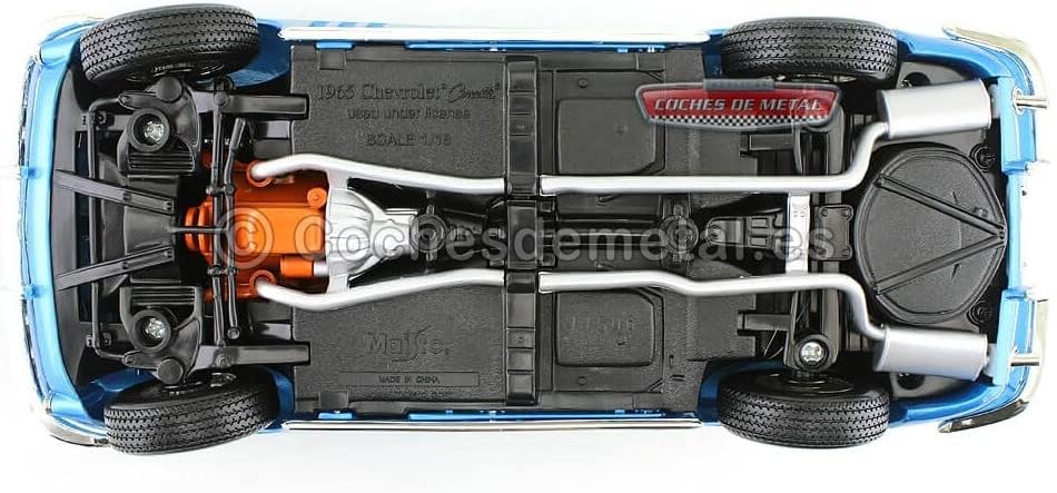 Maisto Chevrolet Corvette 1965, Modellauto mit Federung, Massstab 1:18, Türen und Motorhaube bewegli