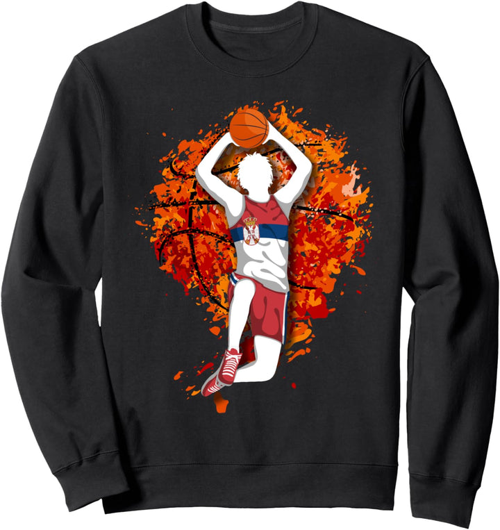Serbien Basketball Serbische Nationalflagge Slam Dunk Art Sweatshirt