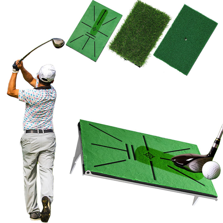 Golf Schlagmatte – Schwungpfad-Erkennung, 35x24 cm AL-Basis mit 7cm Erdspiesse – Golf Trainingsmatte