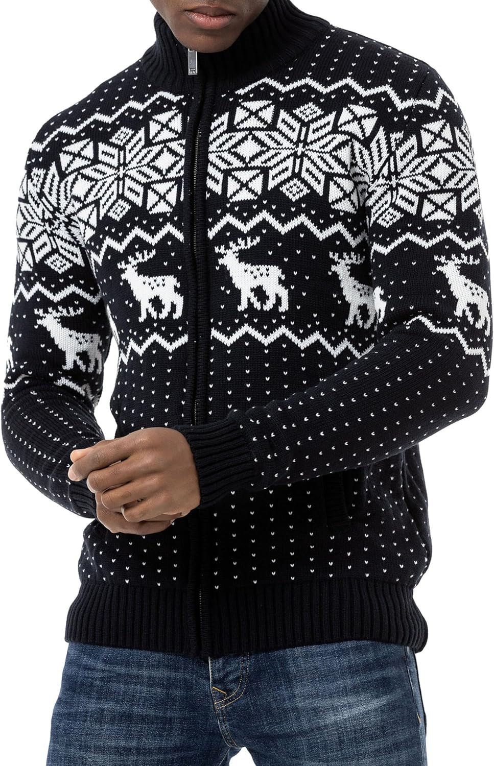 Redbridge Herren Strickjacke Norweger Strickpullover mit Reissverschluss S Navyblau, S Navyblau