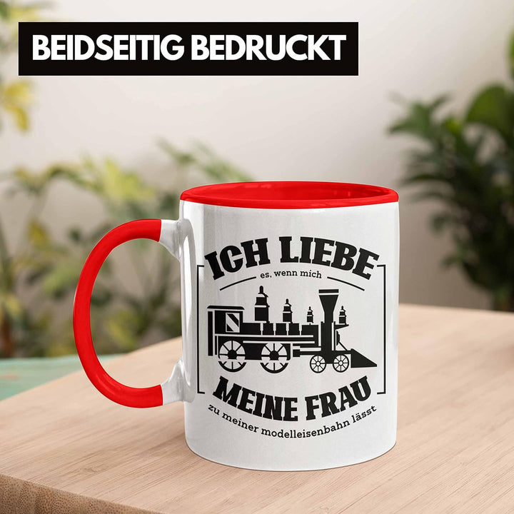 Trendation - Lustige Modelleisenbahn Tasse Geschenk für Eisenbahner (Rot), Rot