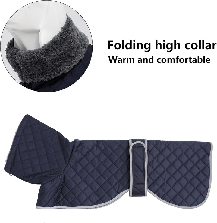 Geyecete Winter Windhunde Mantel,Warm Hundejacke mit Fleecefutter,wasserdicht,Winddicht,Verstellbare