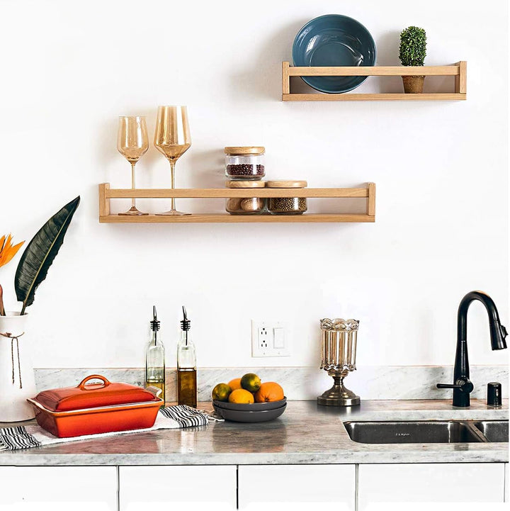 Wandregal Kinderzimmer Holz Bücherregal Wand, 70cm Wandregal Eiche Massiv für Kinderzimmer, Eiche Sc