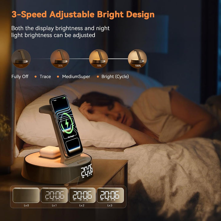 COLSUR Wireless Charger für iPhone für Samsung, Radiowecker mit Bluetooth Lautsprecher Induktive Lad