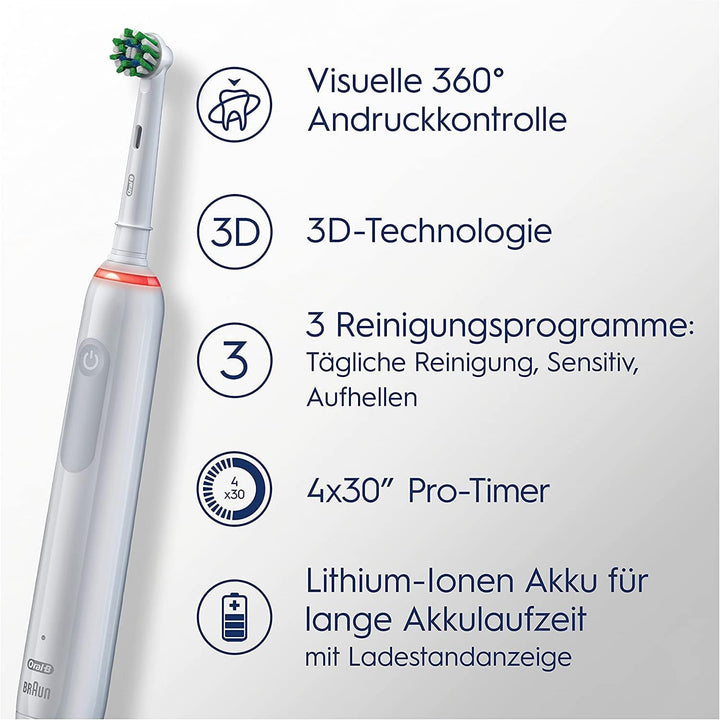 Oral-B PRO 3 3500 Elektrische Zahnbürste/Electric Toothbrush, mit 3 Putzmodi und visueller 360° Andr